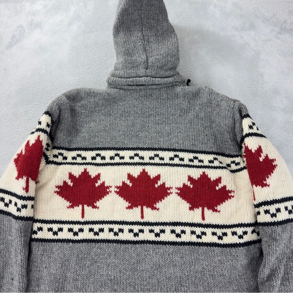 VTG Ark Imports Men's Size XXL 100% New Zealand Wool Cowichan Maple Leaf Jacket - Picture 11 of 16
